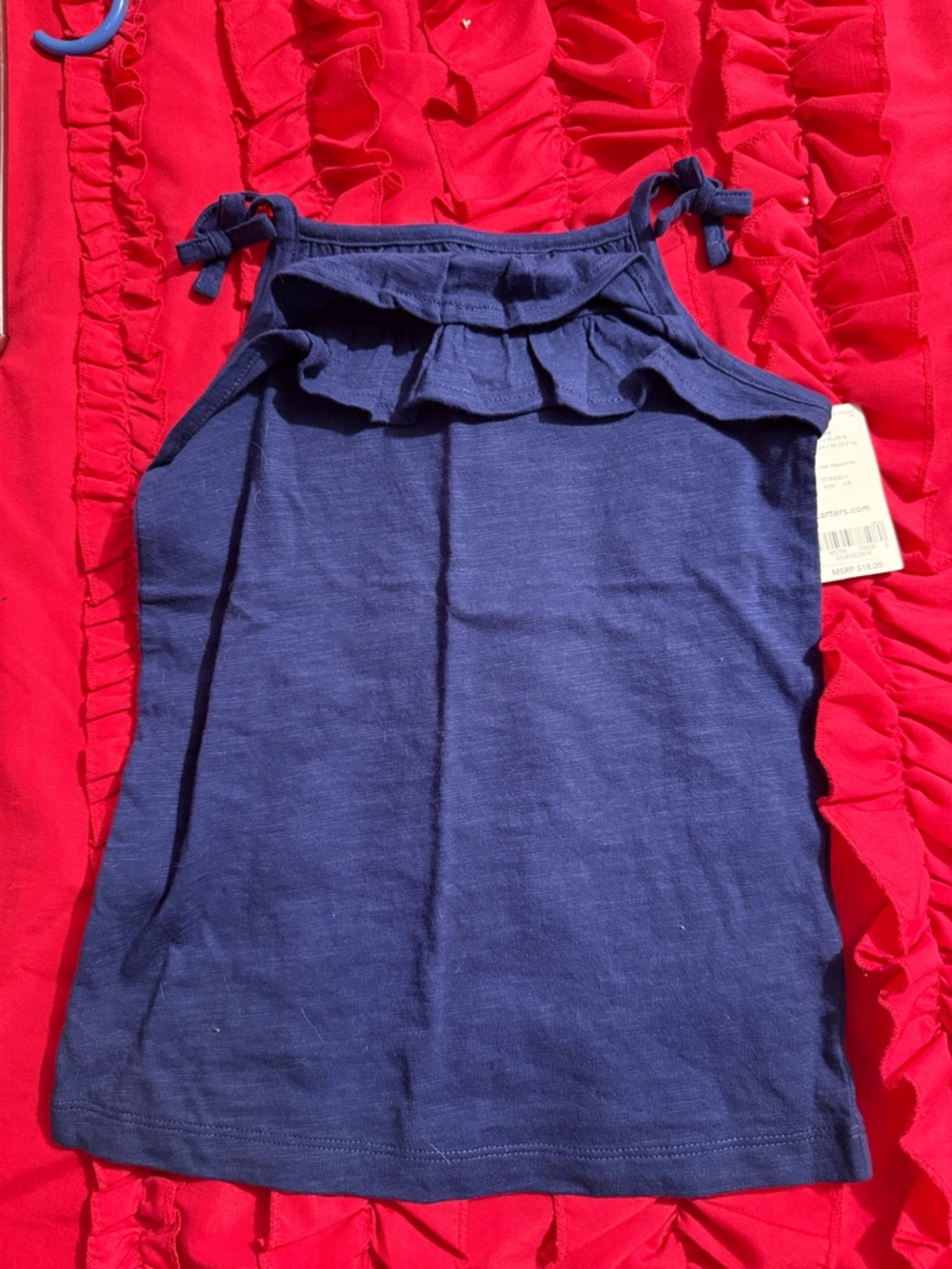 Carter's Blue Ruffle Tank with Tie Straps